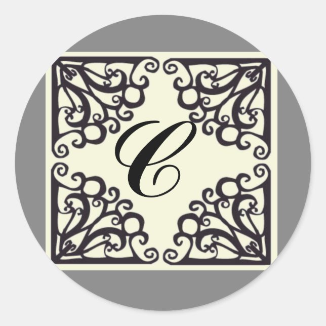 Scrollwork Sticker Personalised Initial (Front)