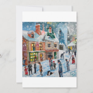 Scrooge A Christmas Carol winter snow scene ghosts Holiday Card