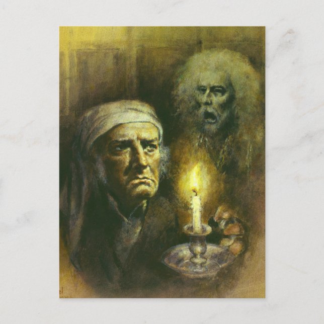 Scrooge And Ghost Postcard (Front)