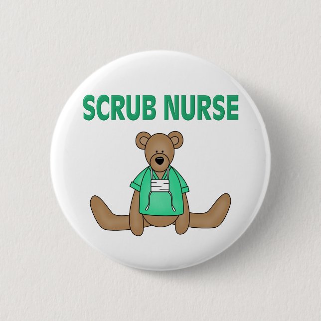 Scrub Nurse Bear 6 Cm Round Badge (Front)