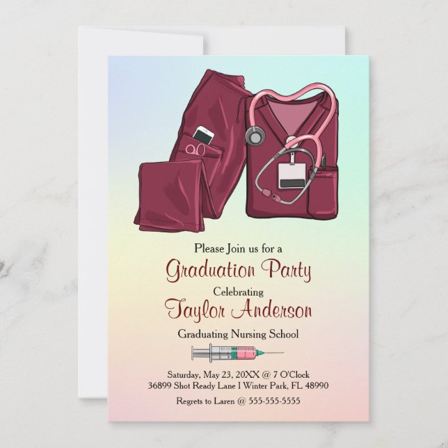 Scrub Nursing School Graduation Announcement (Front)