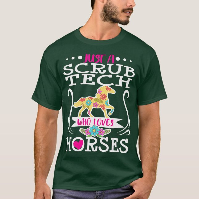Scrub Tech Technologist Surgical Horse Lover Her T-Shirt (Front)