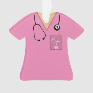 Scrub Top Ornament- Pink with light skin Ornament