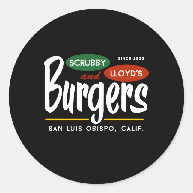 Scrubby Lloyd'S Burgers San Luis Obispo California Classic Round Sticker (Front)