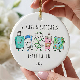 Scrubs & Suitcases Nurse Travel Ornament