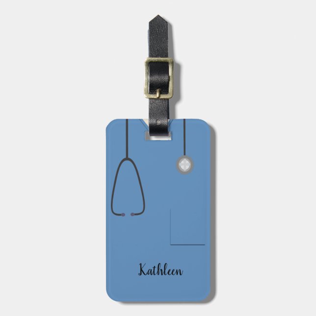 Scrubs Uniform Nurse Blue Luggage Tag (Front Vertical)