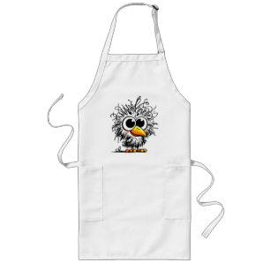 Scruffy Bird: Cute and Funny Art Long Apron