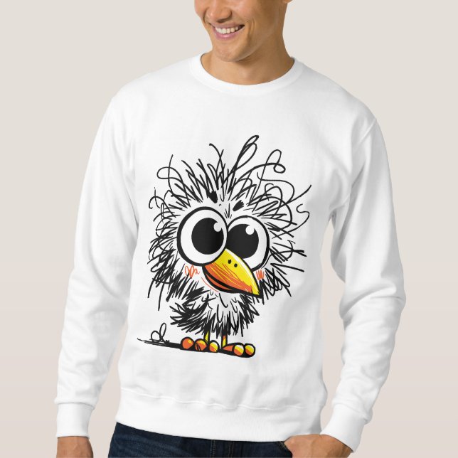 Scruffy Bird: Cute and Funny Art Sweatshirt (Front)