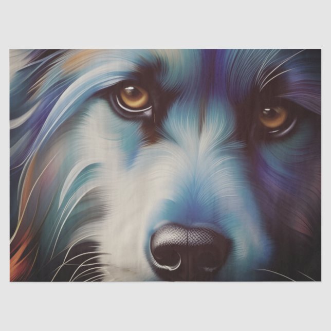 SCRUFFY BLUE N RUST TERRIER DOG CLOSE UP TISSUE PAPER (Front)