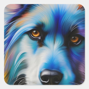 SCRUFFY BLUE TERRIER DOG CLOSE UP SQUARE STICKER