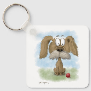 Scruffy Mutt Cartoon with ball Key Ring