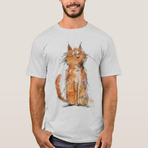 Scruffy Orange Cat Whimsical Quirky T-Shirt
