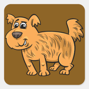 Scruffy Orange Puppy Dog Square Sticker