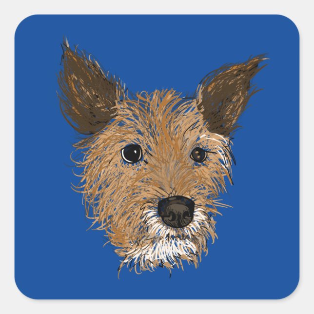 scruffy pups square sticker (Front)