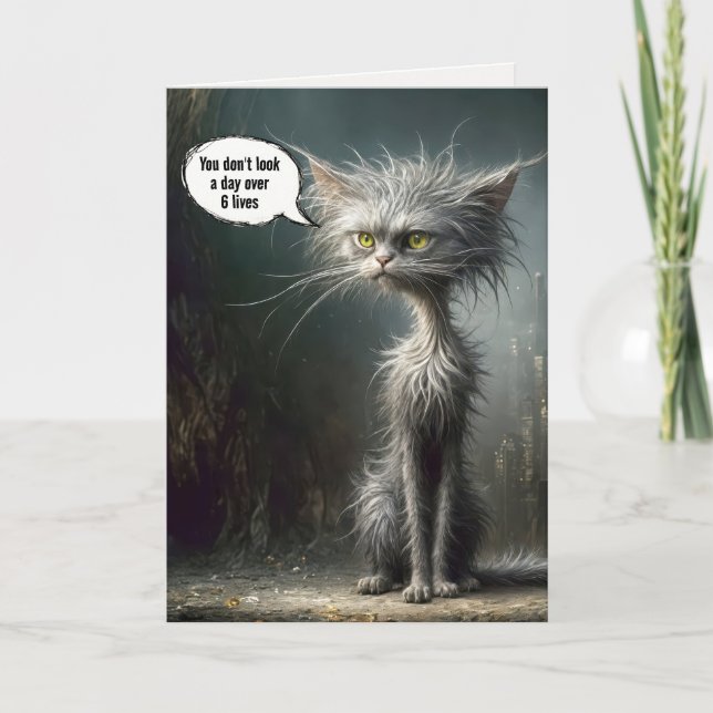 Scruffy Street Cat for Birthday Humour Card (Front)