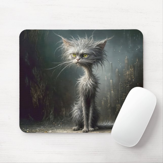 Scruffy Street Cat Mouse Pad (With Mouse)