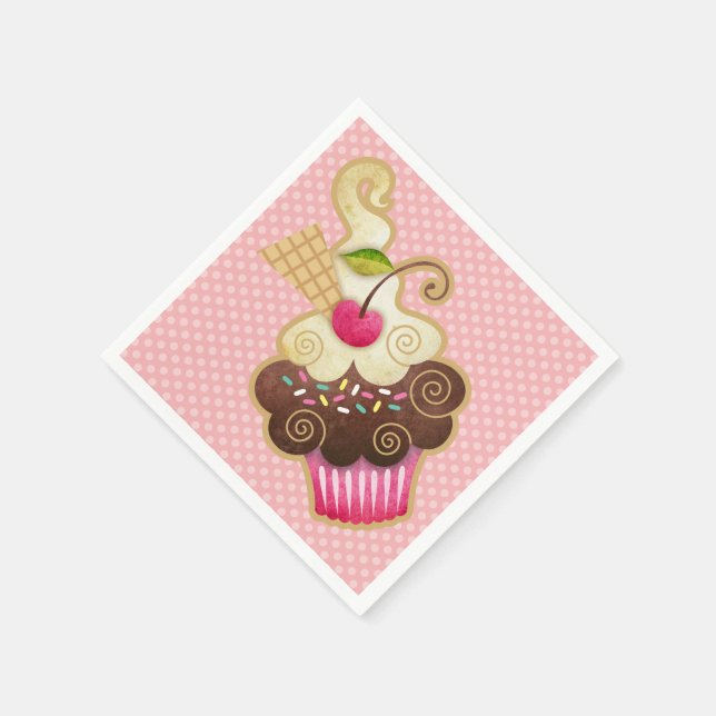 Scrumptious Cupcake Birthday Paper Napkins (Corner)