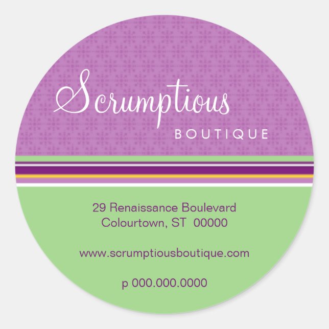 Scrumptious Purple and Green Address Sticker (Front)