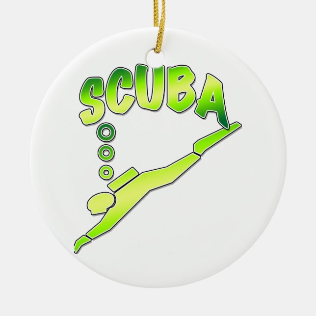 Scuba #2 diver ceramic tree decoration (Front)
