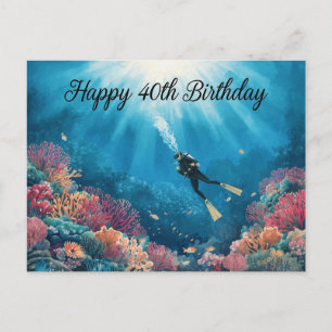 Scuba 40th Birthday underwater Postcard