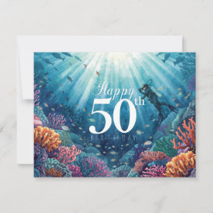 Scuba 50th birthday underwater birthday card