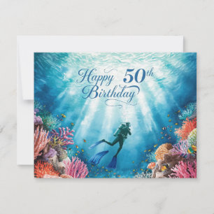 Scuba 50th birthday underwater birthday card