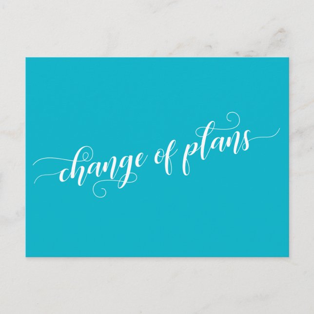 Scuba Blue Change of Plans Postponed Wedding Postcard (Front)