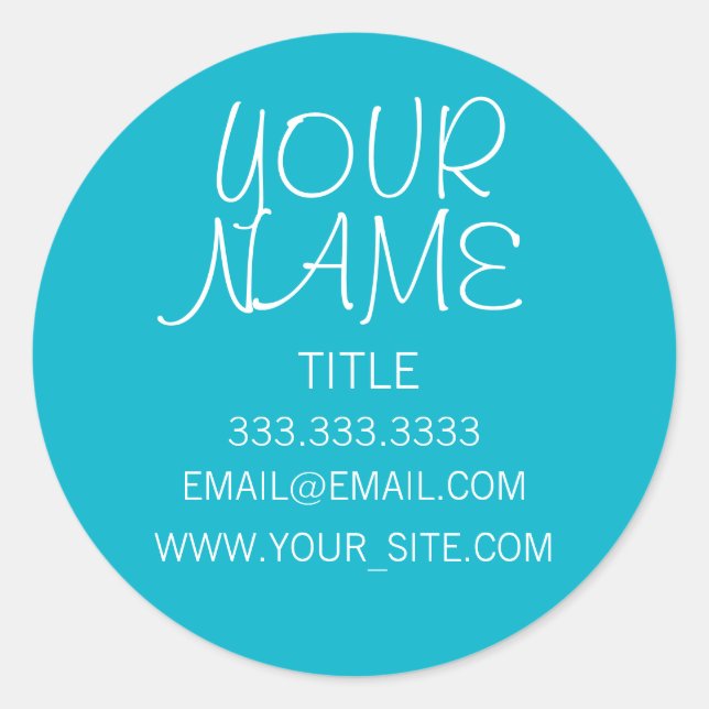 Scuba Blue Freehand Simple Classic Round Sticker (Front)