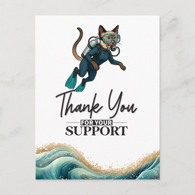 Scuba Cat Diving Blue Wet Suit Postcard (Front)
