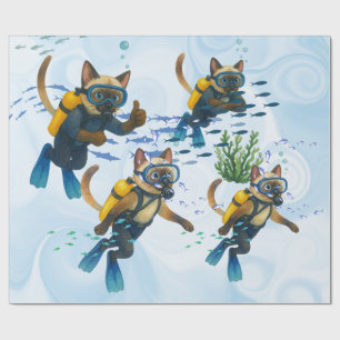 Scuba Cats are diving  Underwater  Wrapping Paper