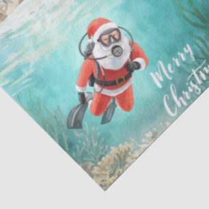 Scuba Christmas Santa Claus diving with turtle Tissue Paper