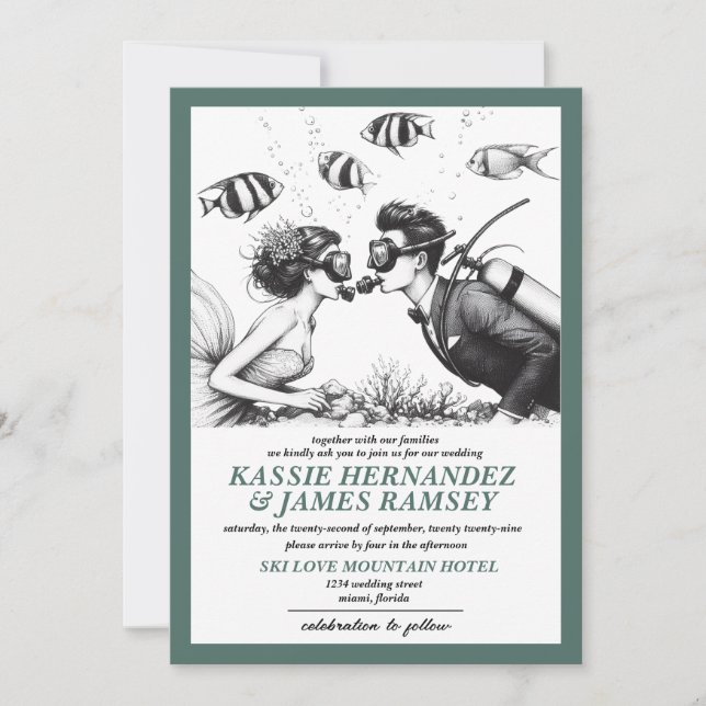 Scuba Couple Wedding Invitation (Front)