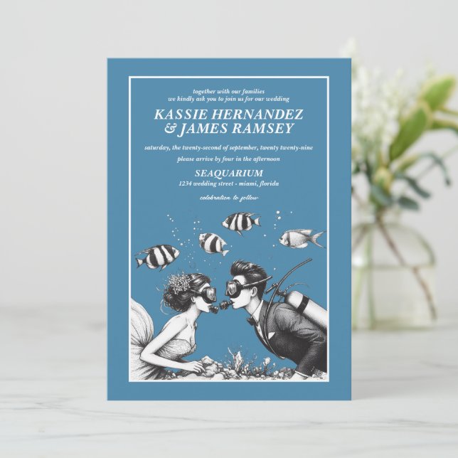 Scuba Couple Wedding Invitation (Standing Front)