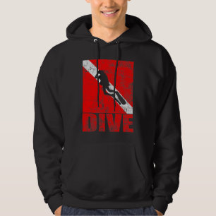 Scuba Dive Diver Down Flag Vintage Diving Gear  Hoodie