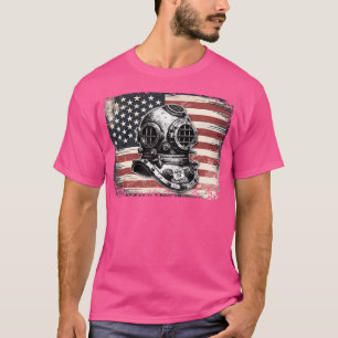Scuba Dive Helmet American Flag Funny Scuba Diving T-Shirt