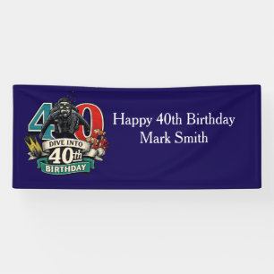Scuba diver 40th birthday banner