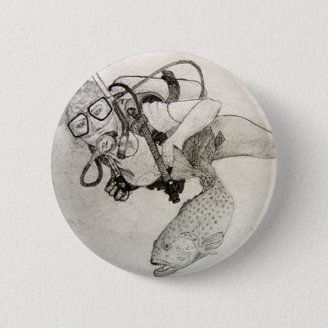 Scuba Diver 6 Cm Round Badge (Front)