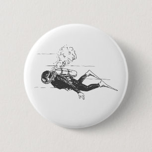 Scuba Diver 6 Cm Round Badge