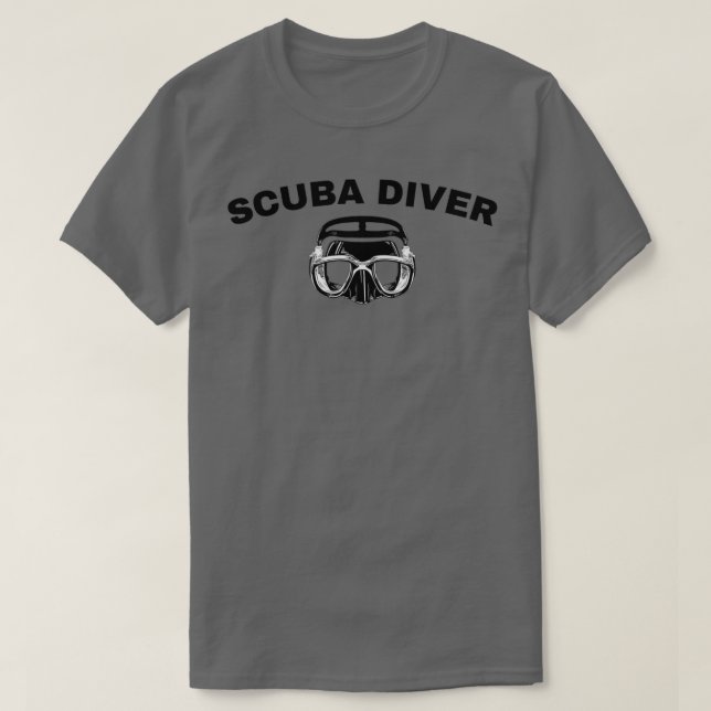Scuba diver and mask on white T-Shirt (Design Front)