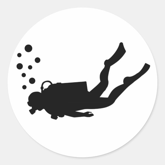 Scuba diver bubbles classic round sticker (Front)
