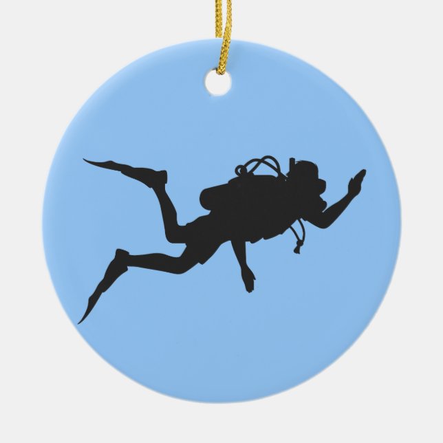 Scuba Diver Ceramic Tree Decoration (Front)