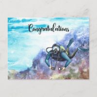 Scuba Diver Congratulations  diving under the sea