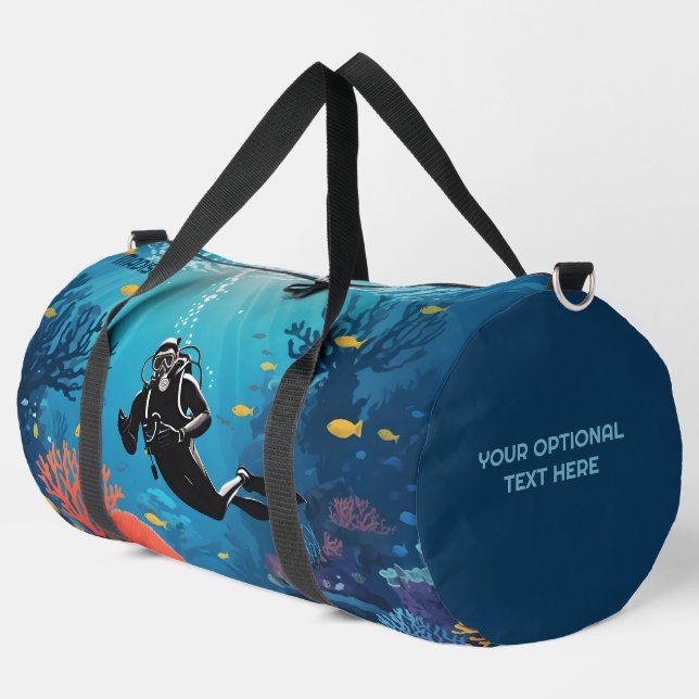 Scuba Diver custom name Duffle Bag (Left Corner)