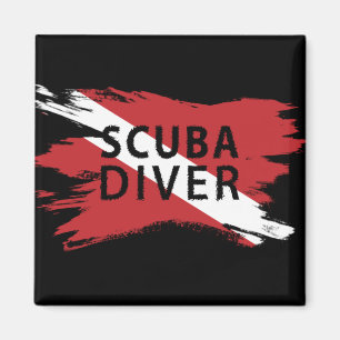 Scuba Diver, Diver Down Flag, Scuba flag Magnet