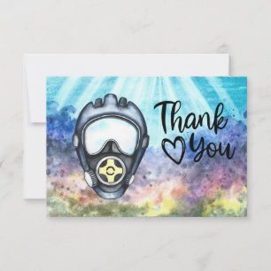 Scuba Diver diving under the sea Thank You Card