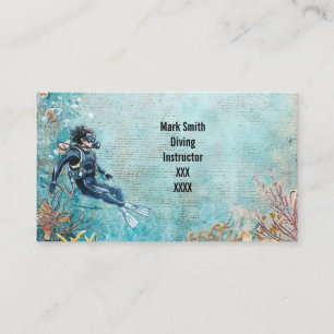 Scuba Diver Diving underwater  Business Card