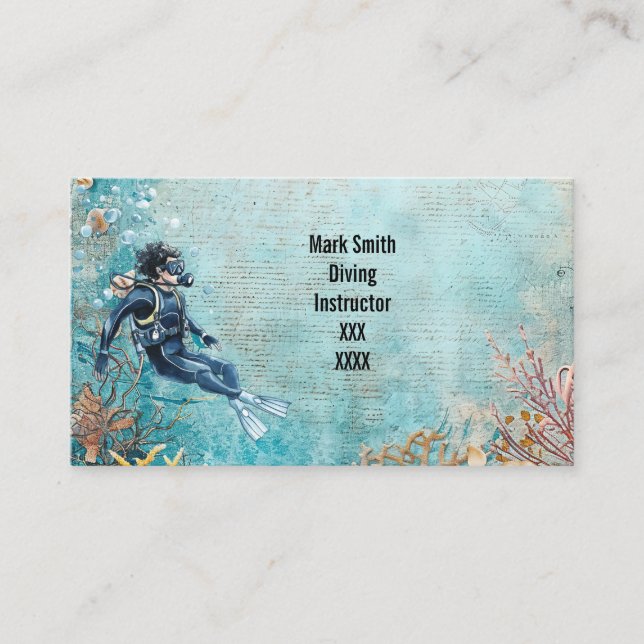 Scuba Diver Diving underwater  Business Card (Front)