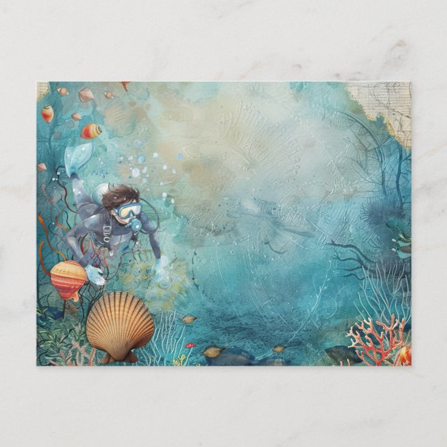 Scuba Diver Diving underwater  Postcard (Front)