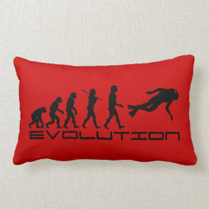 Scuba Diver Diving Water Sport Evolution Art Lumbar Cushion