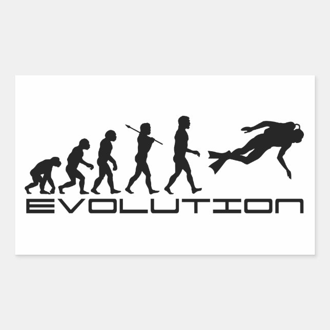 Scuba Diver Diving Water Sport Evolution Art Rectangular Sticker (Front)